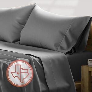 TEXAS LINEN CO 100% Egyptian Cotton Sheets - 600 Thread Count 4PC King Dark Grey